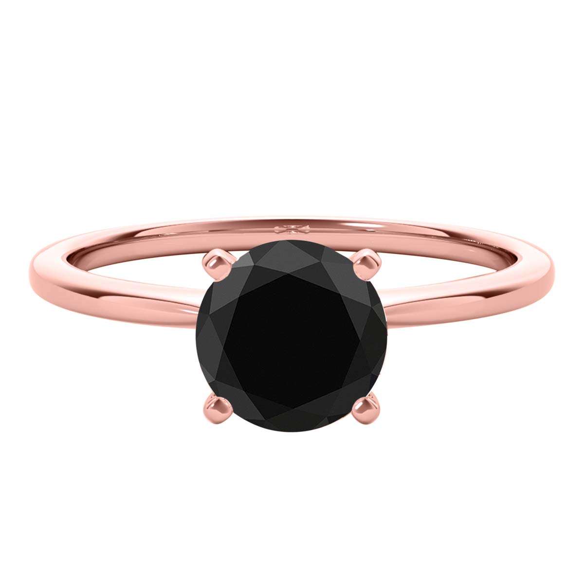 MAULI JEWELS 1.50 Carat Round Black Diamond Prong Set Classic Solitaire Ring In 10K Solid Rose White Yellow Gold,