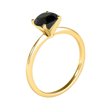 MAULI JEWELS 1.50 Carat Round Black Diamond Prong Set Classic Solitaire Ring In 10K Solid Rose White Yellow Gold,