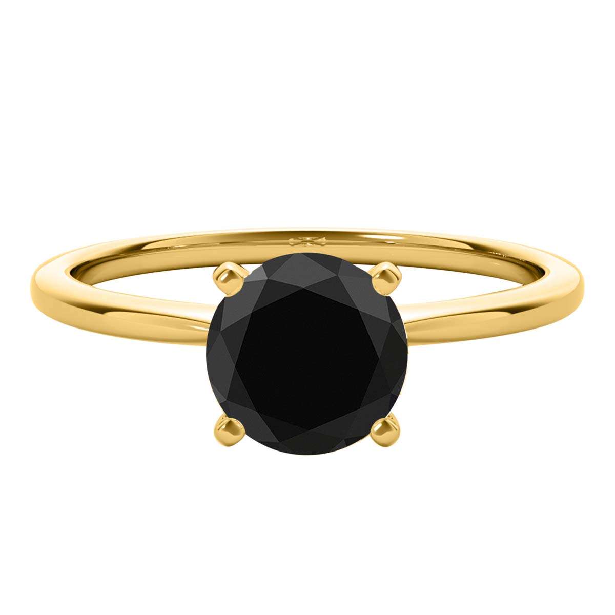 MAULI JEWELS 1.50 Carat Round Black Diamond Prong Set Classic Solitaire Ring In 10K Solid Rose White Yellow Gold,