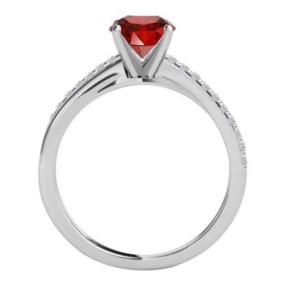 MAULI JEWELS 1.00 Carat Natural Brilliant Cut Red White Diamond Solitaire Twisted Shank Engagement Wedding Ring In 18K Solid Gold