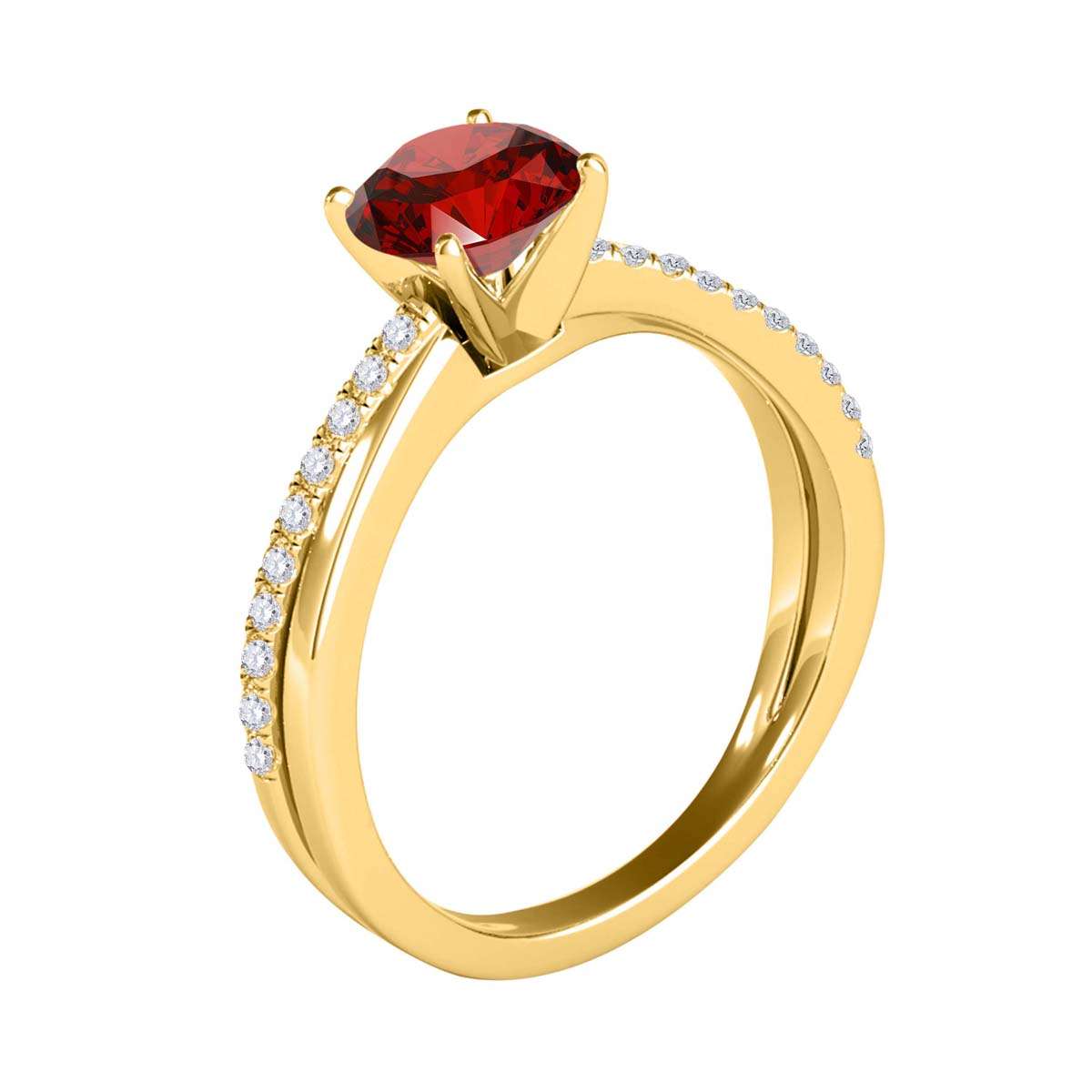 MAULI JEWELS 1.00 Carat Natural Brilliant Cut Red White Diamond Solitaire Twisted Shank Engagement Wedding Ring In 18K Solid Gold