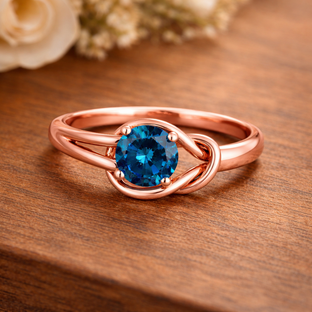 MauliJewels 1.00 Carat Natural Blue Diamond Engagement Ring for Women | Round Blue Diamond Solitaire | 14K White Gold, Rose Gold, Yellow Gold | Statement Bridal Ring - Mauli Jewels