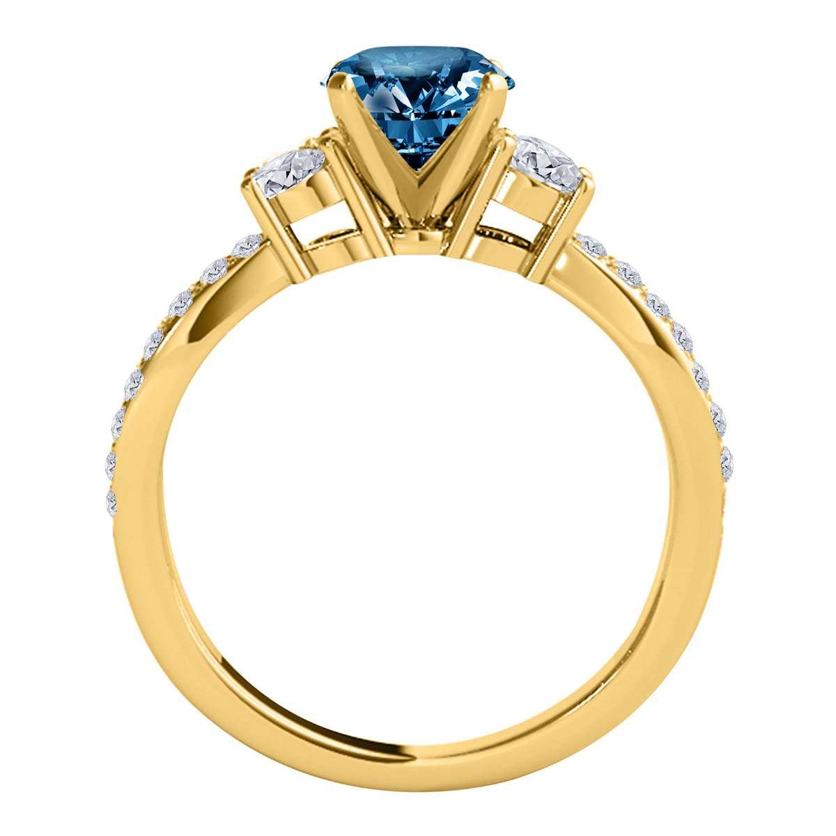 Blue And White 1.75 Carat Natural Diamond Engagement Rings For Women In 14K Rose;  Yellow, White Solid Gold