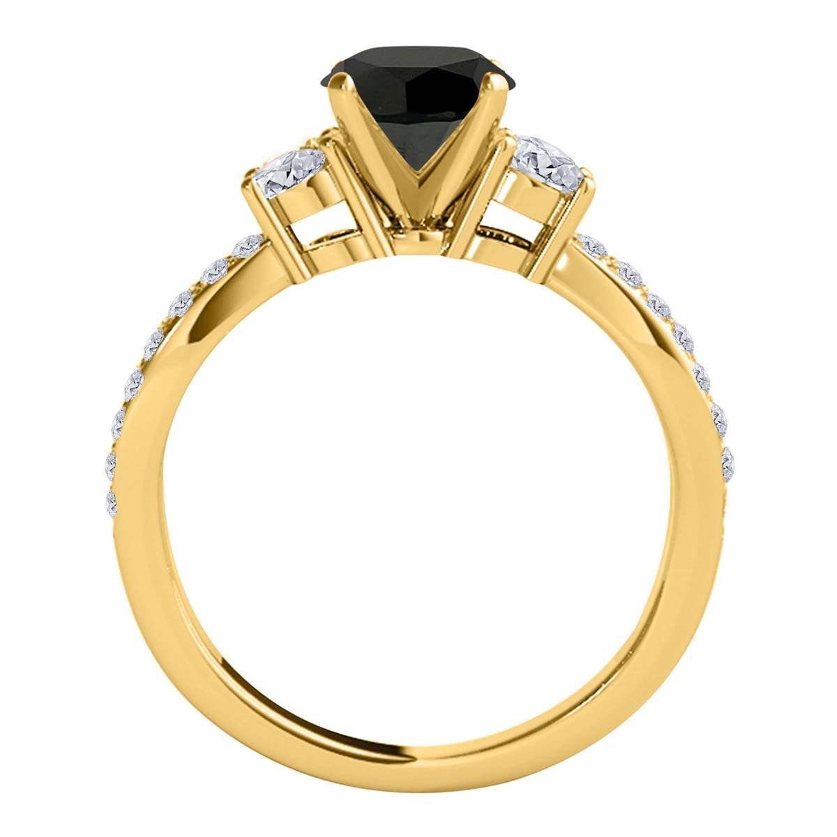 MAULI JEWELS Diamond Engagement Ring 1.75 Carat Natural Black Diamond Split Shank In 14K White Rose Yellow Gold |