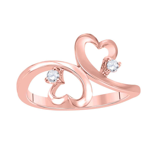 MAULI JEWELS 0.10 Carat Natural White Diamond Heart Shape Rings In 10K White Rose Yellow Gold |