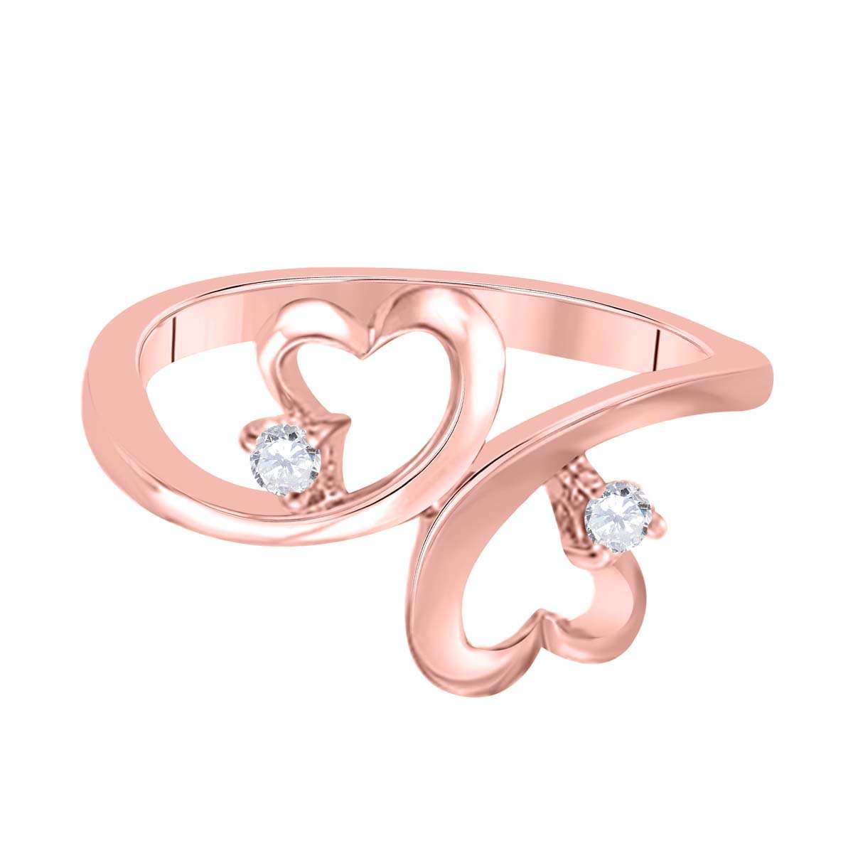 MAULI JEWELS 0.10 Carat Natural White Diamond Heart Shape Rings In 10K White Rose Yellow Gold |