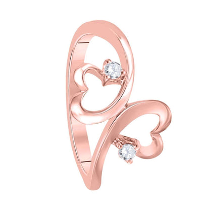 MAULI JEWELS 0.10 Carat Natural White Diamond Heart Shape Rings In 10K White Rose Yellow Gold |