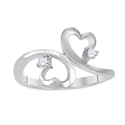 MAULI JEWELS 0.10 Carat Natural White Diamond Heart Shape Rings In 10K White Rose Yellow Gold |