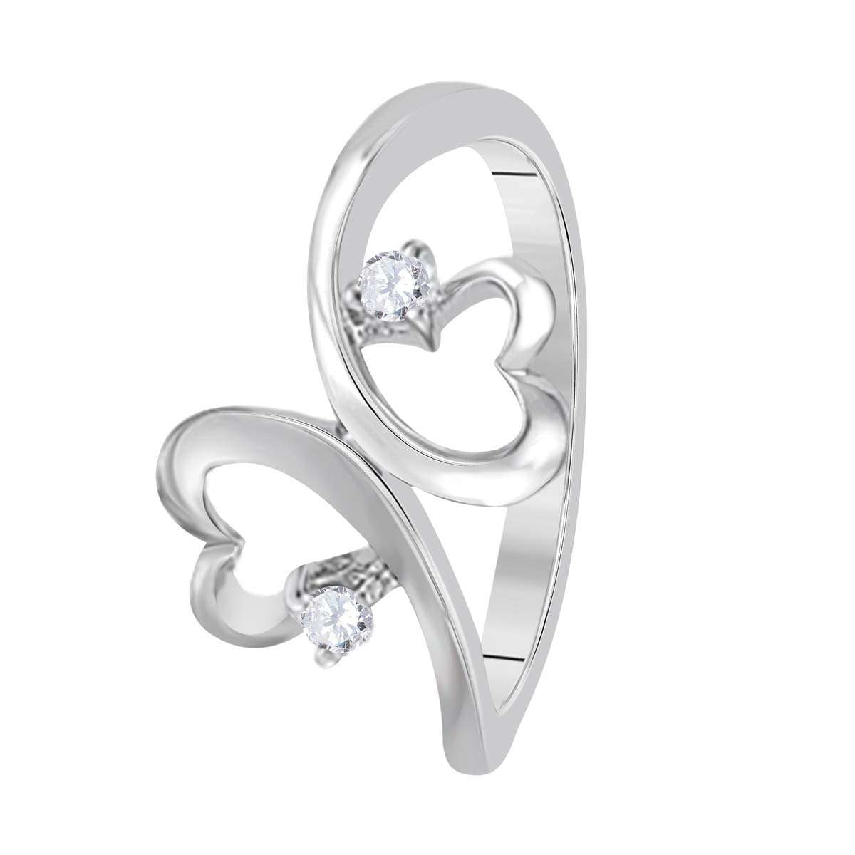 MAULI JEWELS 0.10 Carat Natural White Diamond Heart Shape Rings In 10K White Rose Yellow Gold |