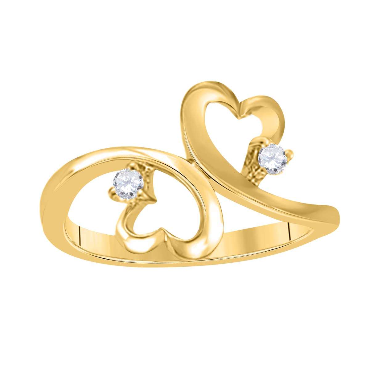 MAULI JEWELS 0.10 Carat Natural White Diamond Heart Shape Rings In 10K White Rose Yellow Gold |