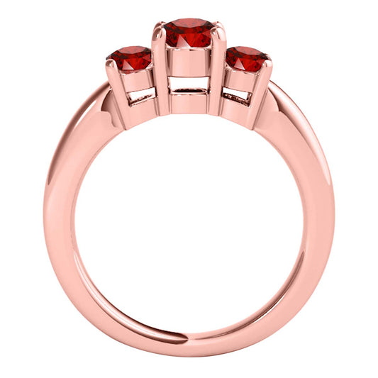 1.00 Carat Red Diamond Three Stone Engagement Rings for Women in 14K Solid Rose White & Yellow Gold