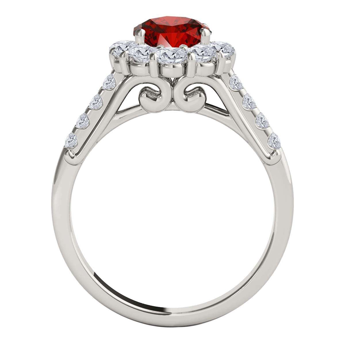 1.50 Carat Halo Red And White Diamond Engagement Rings In 14K Solid Yellow White & Rose Gold