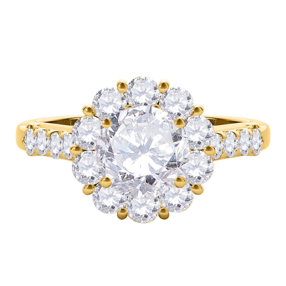 MAULIJEWELS 1.00 Carat Brilliant Cut Halo Natural Diamond Engagement Rings For Women In 14K Rose White & Yellow Gold