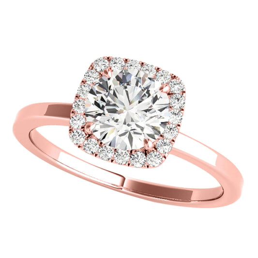 MAULI JEWELS 1.15 Carat Moissanite & Halo Round White Diamond Engagement Solitaire Ring In 14K Solid White Rose Yellow Gold