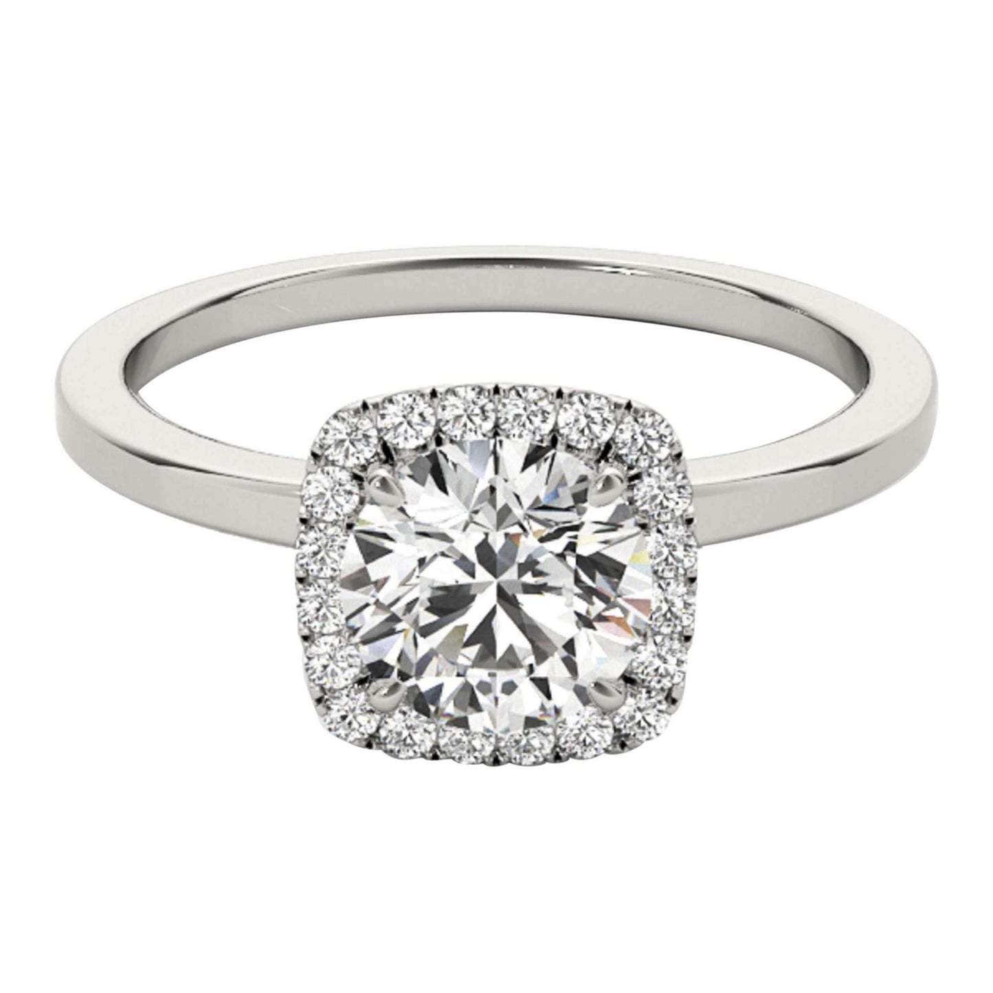 MAULI JEWELS 1.15 Carat Moissanite & Halo Round White Diamond Engagement Solitaire Ring In 14K Solid White Rose Yellow Gold