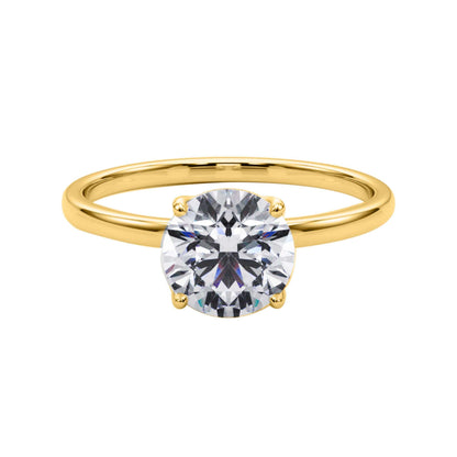 MAULI JEWELS 1.50 Carat White Moissanite Brilliant Round Stone Solitaire Engagement Rings In 10K Solid Rose White & Yellow Gold