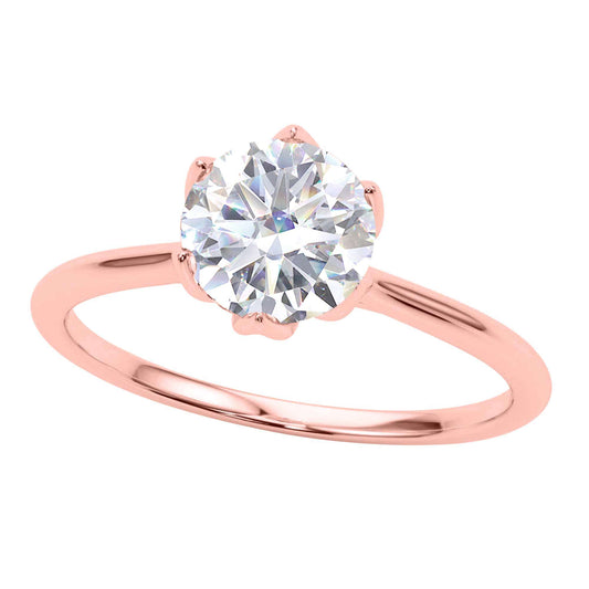 MAULI JEWELS 2.00 Carat White Moissanite Brilliant Round Cut Stone Solitaire Engagement Rings In 14K Solid Rose White & Yellow Gold