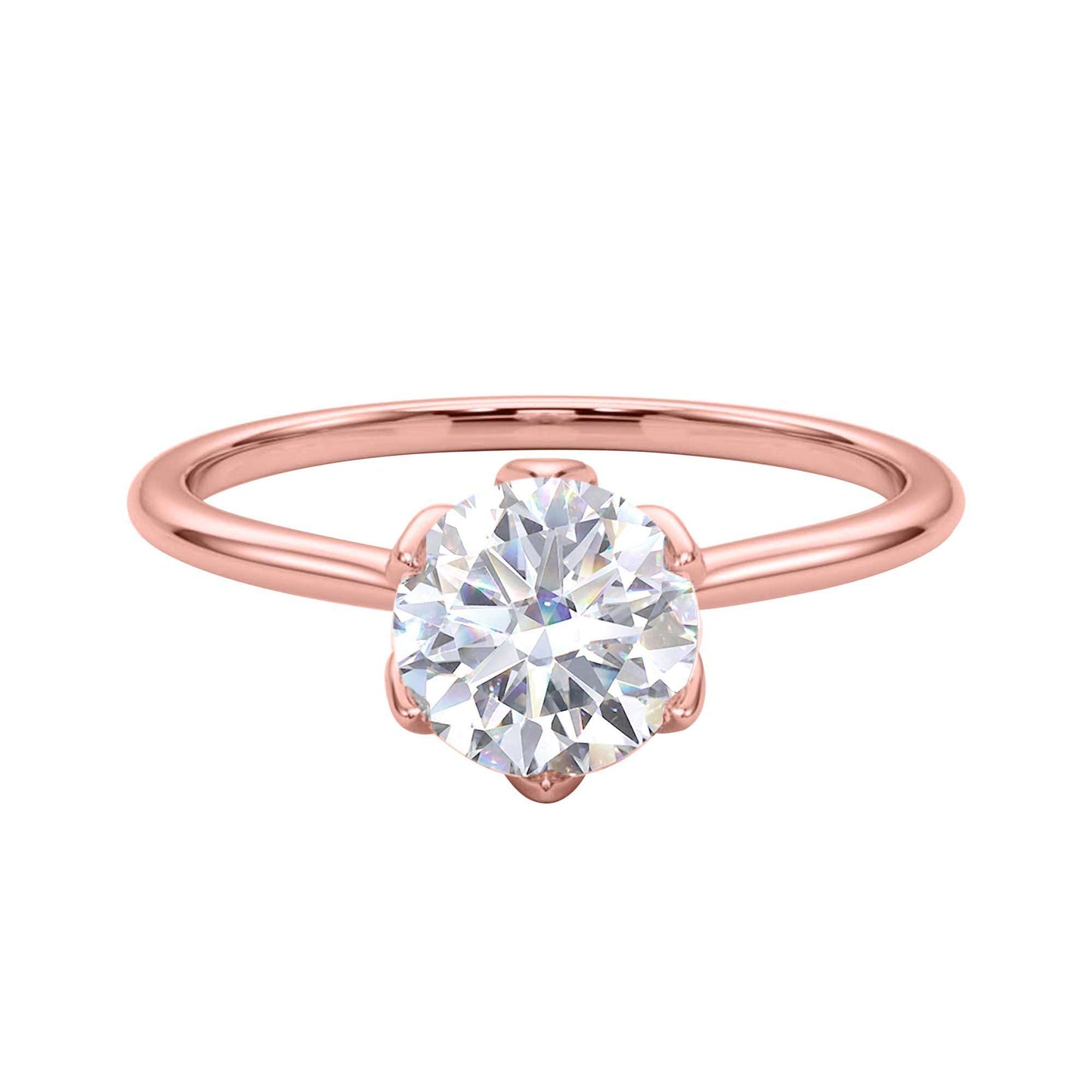 MAULI JEWELS 2.00 Carat White Moissanite Brilliant Round Cut Stone Solitaire Engagement Rings In 14K Solid Rose White & Yellow Gold