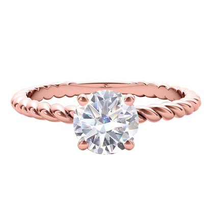 MAULI JEWELS 1.00 Carat Moissanite Brilliant Cut Diamond Solitaire Engagement Ring In 14K Solid Rose/White & Yellow Gold