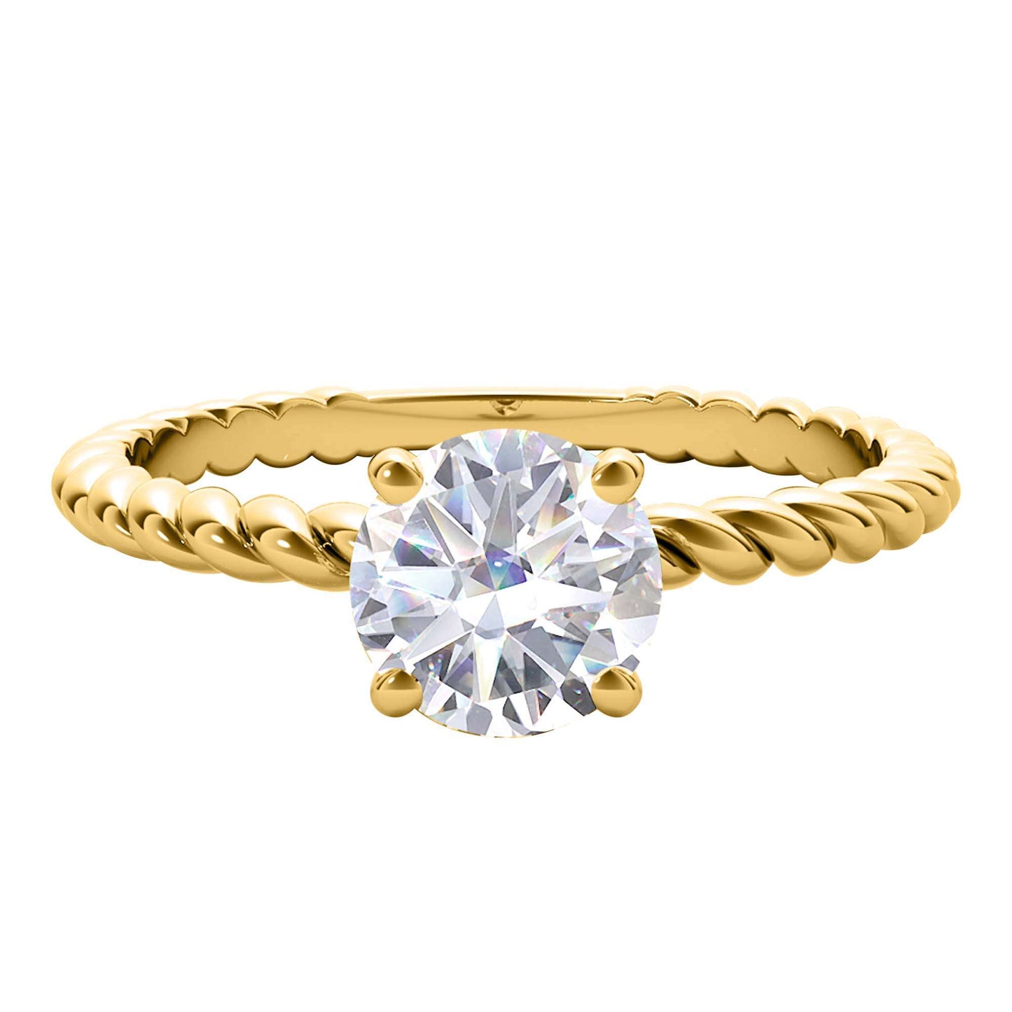 MAULI JEWELS 1.00 Carat Moissanite Brilliant Cut Diamond Solitaire Engagement Ring In 14K Solid Rose/White & Yellow Gold