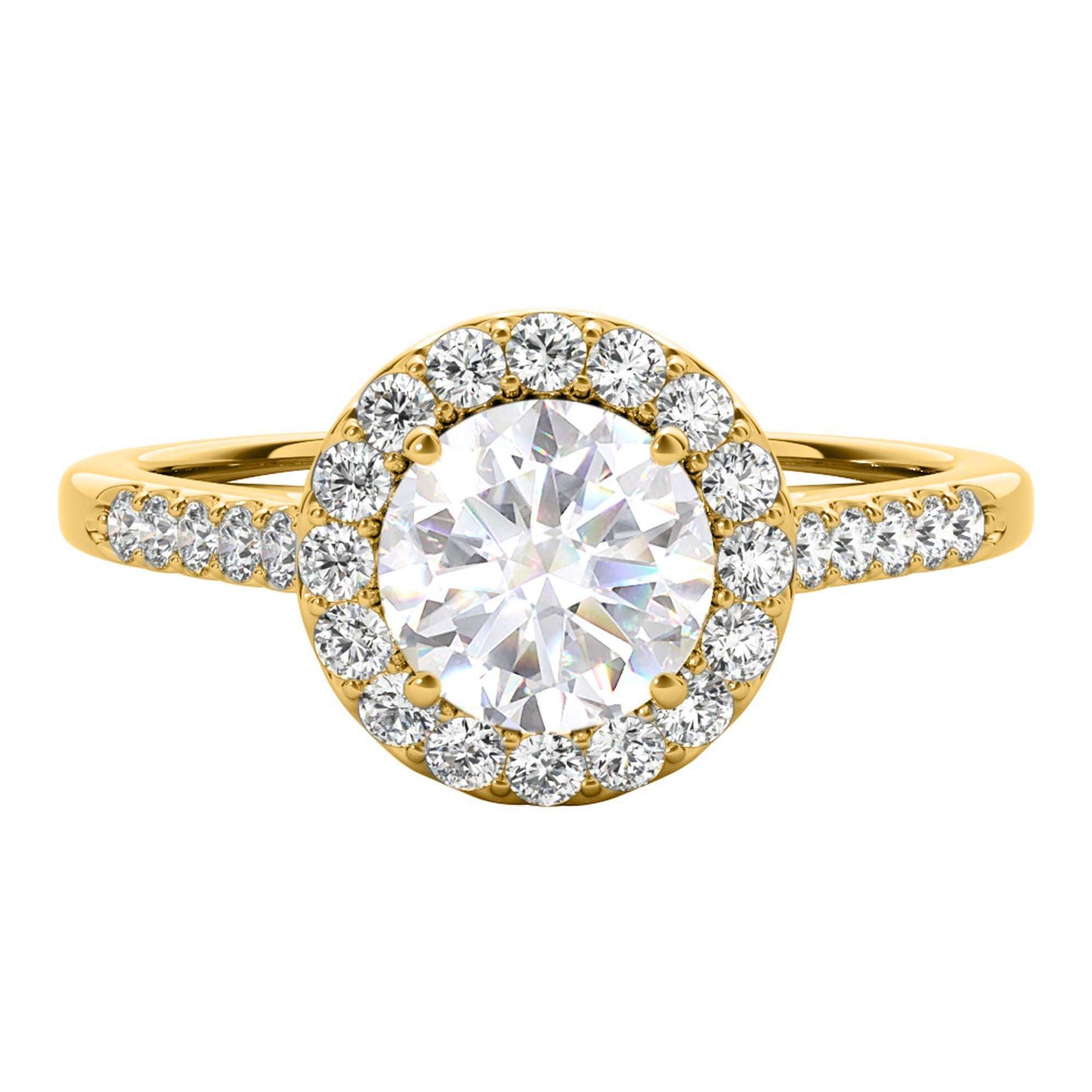 MAULI JEWELS 1.40 Carat Halo Moissanite Brilliant Cut Diamond Engagement Ring In 10K Solid Rose/White & Yellow Gold |