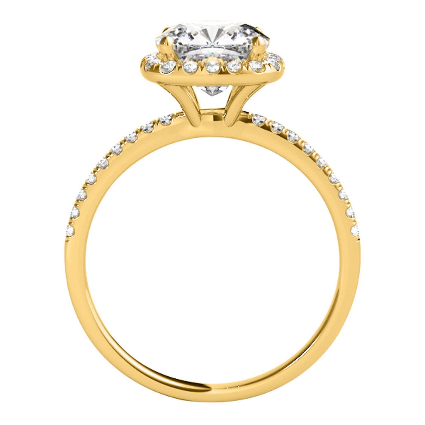 1.75 Carat Halo Moissanite & Natural Diamond Engagement Ring In 14K Solid Rose / White & Yellow Gold