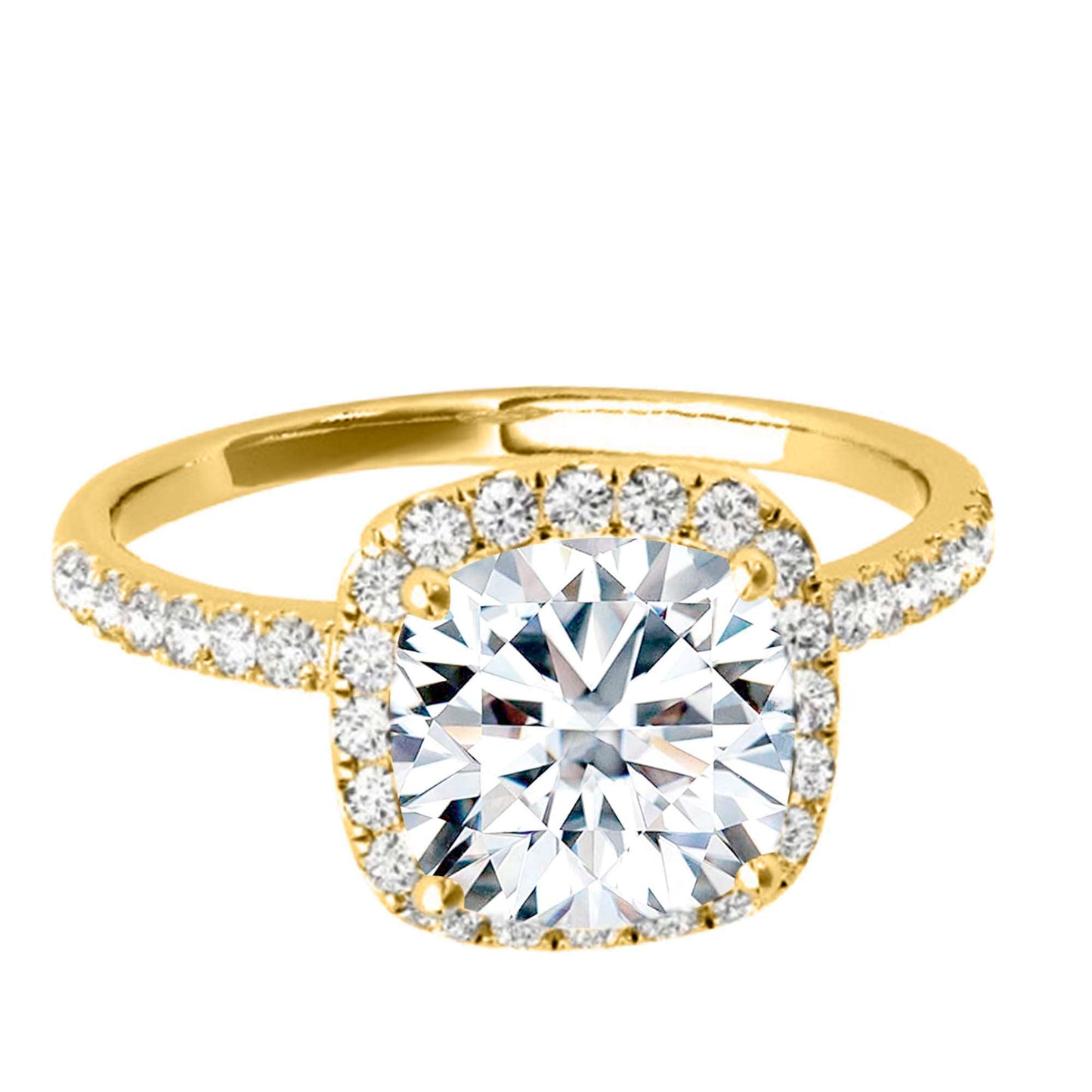 1.75 Carat Halo Moissanite & Natural Diamond Engagement Ring In 14K Solid Rose / White & Yellow Gold