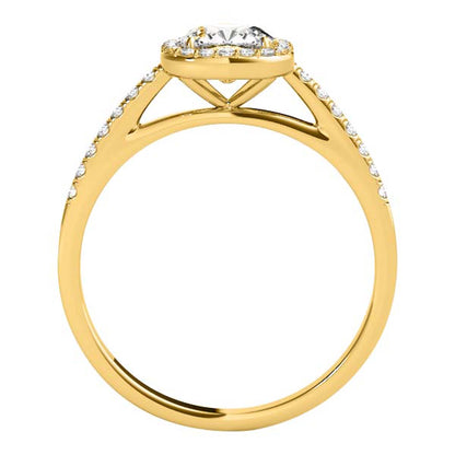 1.25 Carat Halo Moissanite & Natural Diamond Engagement Ring In 14K Solid Rose/ White & Yellow Gold