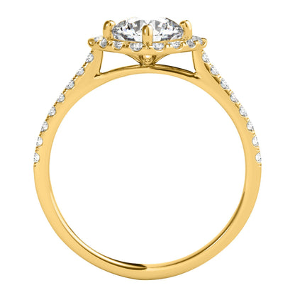 2.00 Carat Halo Moissanite & Natural Diamond Engagement Rings In 14K Rose White & Yellow Gold