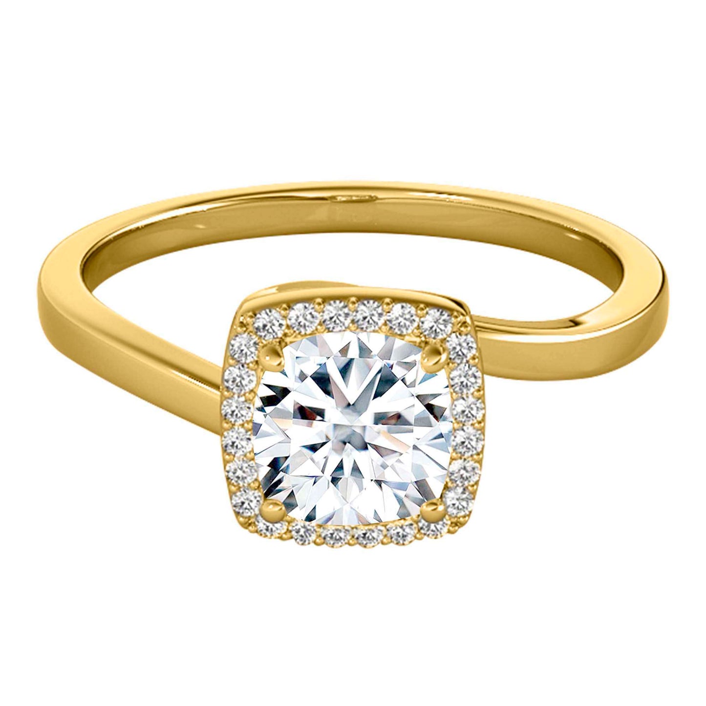 3.15 Carat Halo Moissanite & Natural Diamond Engagement Rings In 14K Rose White & Yellow Gold