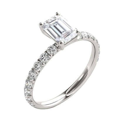 MAULI JEWELS 2.50 Carat Emerald Cut Moissanite (G-H/ VS1) And Natural Diamond Engagement Rings In 10K Solid Rose White & Yellow Gold