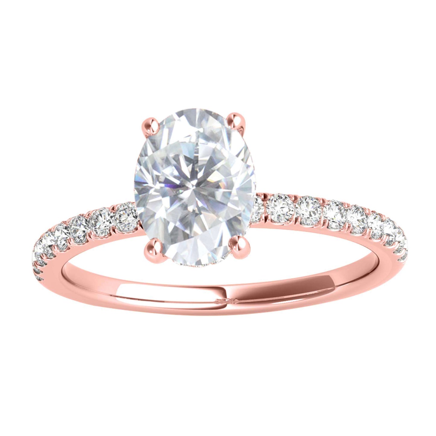 MAULI JEWELS 1.75 Carat Oval Moissanite Natural Diamond Engagement Ring In 10K Solid Rose White Yellow Gold