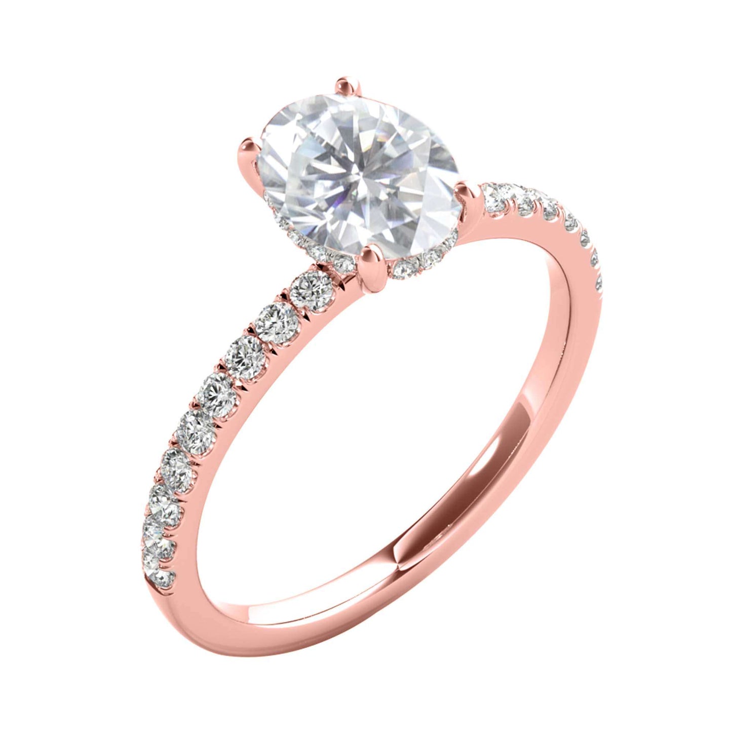 MAULI JEWELS 1.75 Carat Oval Moissanite Natural Diamond Engagement Ring In 10K Solid Rose White Yellow Gold