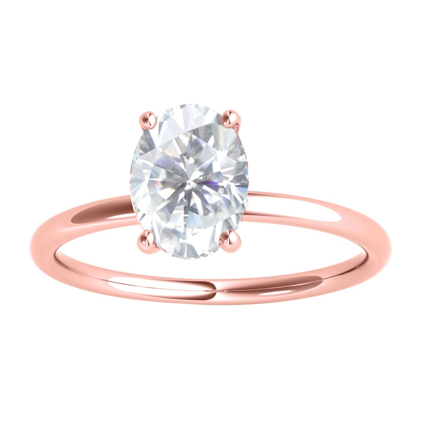 MAULI JEWELS G-H/VS1 1.05 Carat Oval Moissanite & Natural Diamond Engagement Ring in 10K Solid Rose, White, or Yellow Gold Mauli Jewels