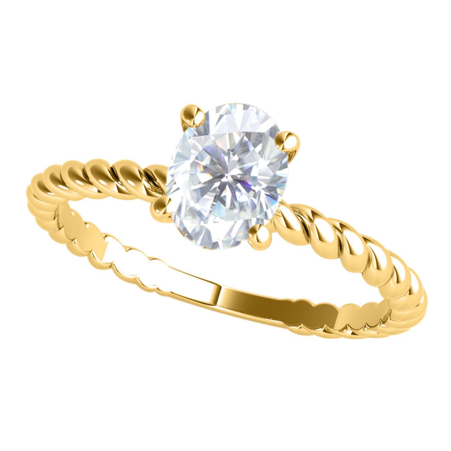 2.00 Carat Oval Moissanite and Natural Round White Diamond Engagement Rings In 10K Solid Rose White And Yellow Gold