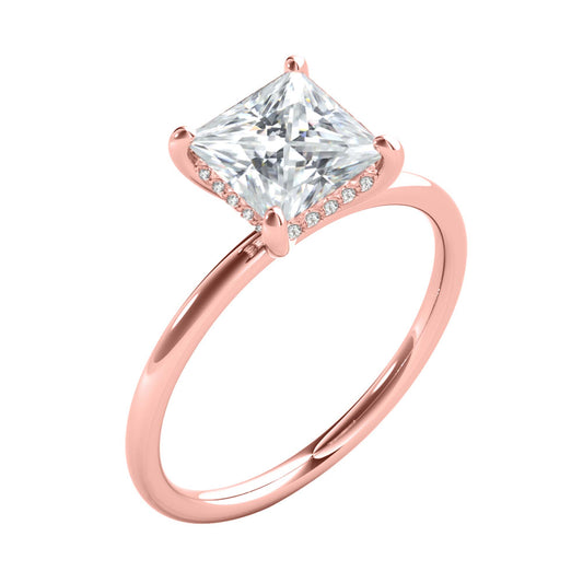 1.30 Carat Princess-Cut Moissanite & Lab-Grown Diamond solitairet  Ring in 14K Gold Mauli Jewels