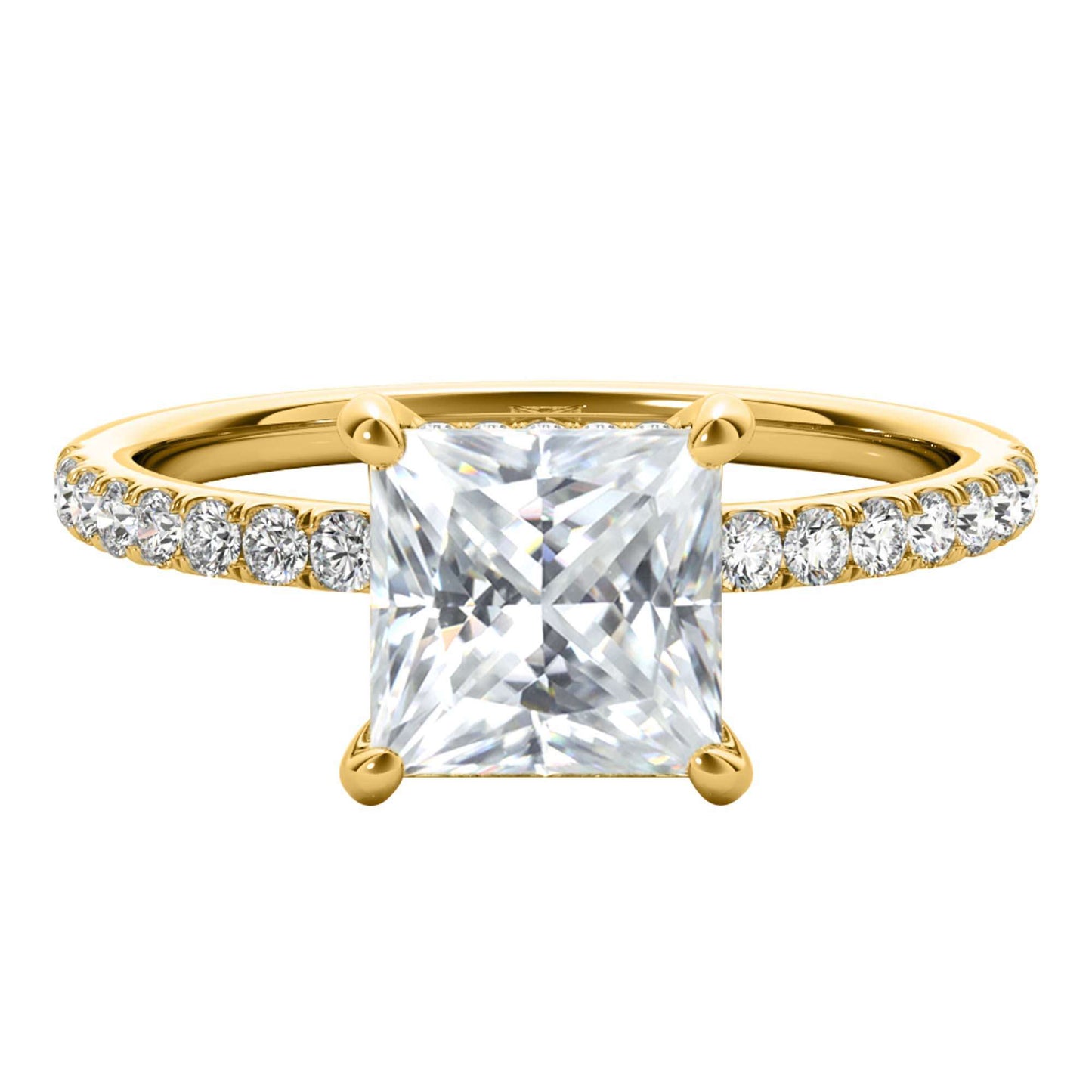 MAULI JEWELS 1.55 Carat Princess Moissanite Natural Diamond Engagement Rings In 14K Solid Rose White Yellow Gold