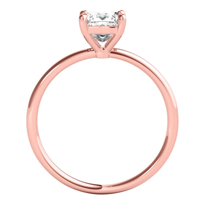 MAULI JEWELS 1.25 Carat Solitaire Princess Cut Moissanite Engagement Rings In 10K Solid Rose White Yellow Gold