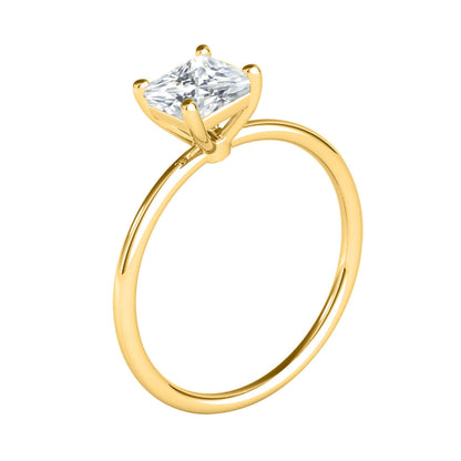 MAULI JEWELS 1.25 Carat Solitaire Princess Cut Moissanite Engagement Rings In 10K Solid Rose White Yellow Gold