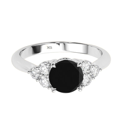 1.35 Carat Black And White Diamond Engagement Rings For Women In 10K