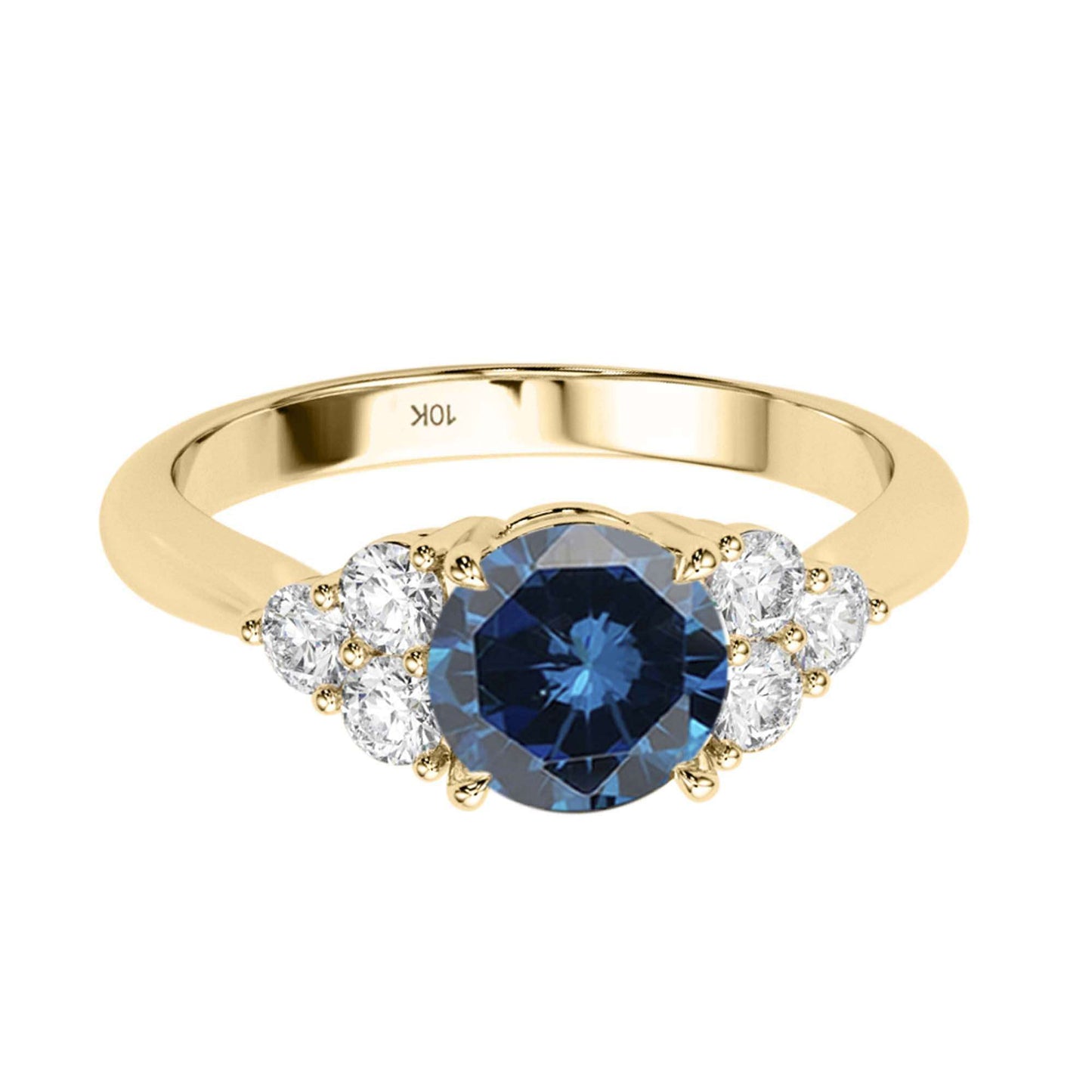 1.35 Carat Natural Blue And White Diamond Engagement Rings for Women's In 10K White Rose Yellow Gold