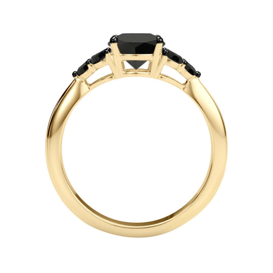 1.50 Carat Real Black Diamond Black Rhodium Plated Engagement Rings In 14K Solid Gold for women Mauli Jewels