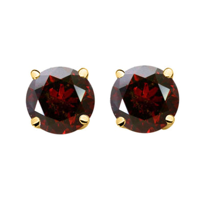 1.00 Carat Red Diamond Prong Set Stud Earrings For Women In 14K White & Yellow Gold