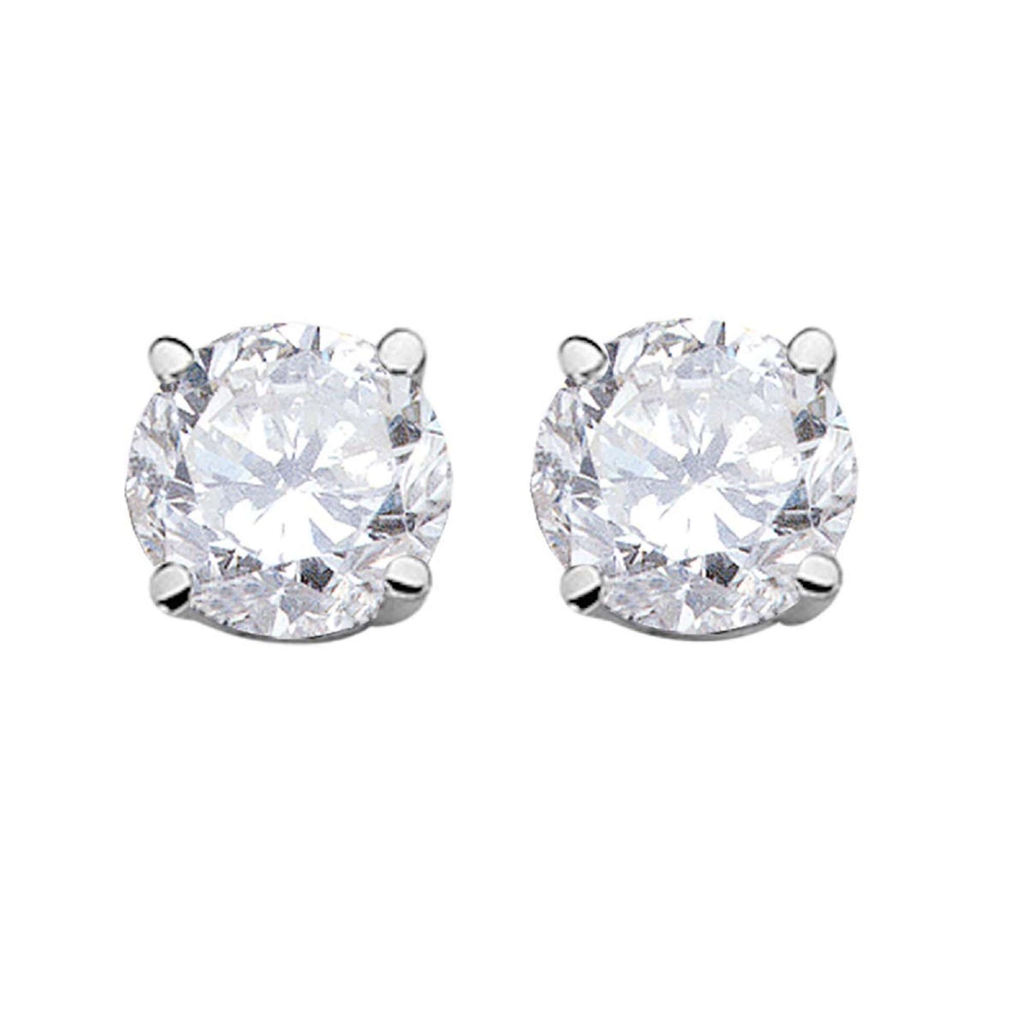 0.20 Carat Round White Diamond Stud Earrings For Women In 14K Solid White & Yellow Gold