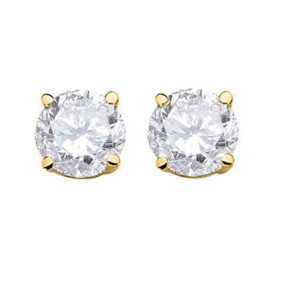 0.25 Carat Brilliant Cut Natural Diamond Stud Earrings For Women in 14K Solid White & Yellow Gold With Backs