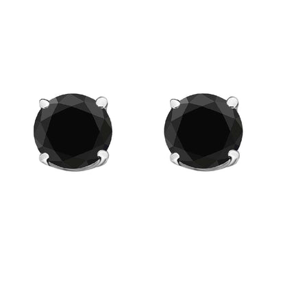 Black Diamond 14K White & Yellow Gold Prong Set Stud Earrings For Women Comes With a Secure Push Back