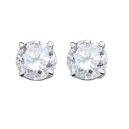 1/2 Carat Brilliant Cut Round Diamond Stud Earrings For Women In 14K White & Yellow Gold