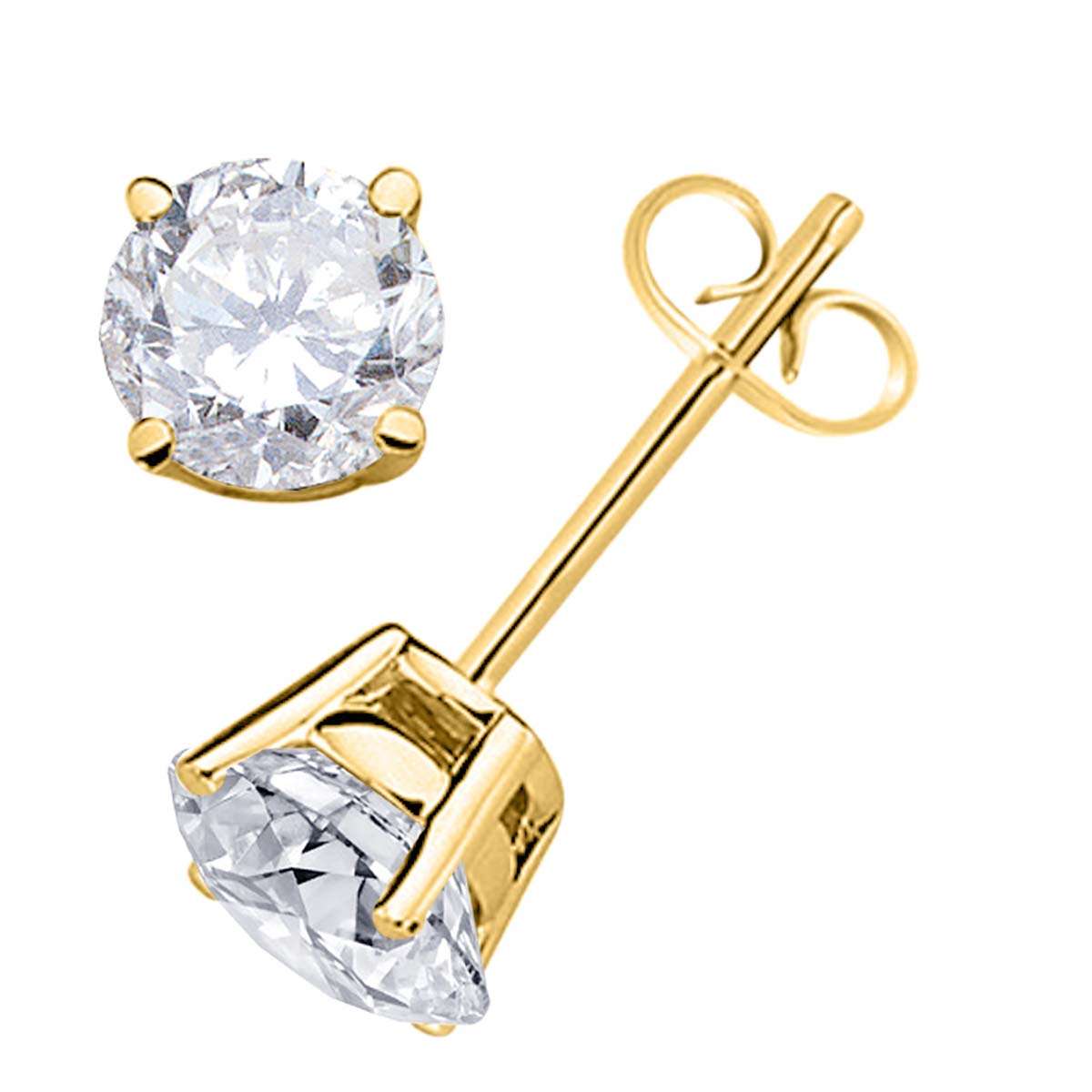 0.40 Carat Natural Diamond ( I-J / I1-I2 ) Prong Set Stud Earrings For Women In 14K White & Yellow Gold