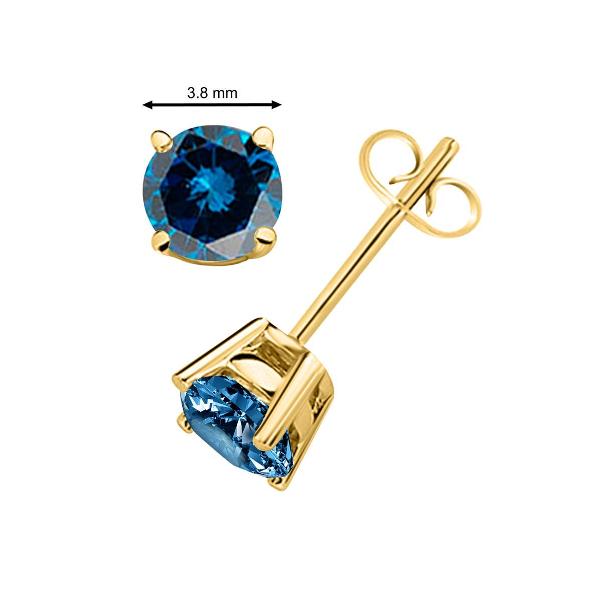 Maulijewels 0.40 Carat Natural Blue Diamond Prong Set Stud Earrings For Women In 14K White & Yellow Gold