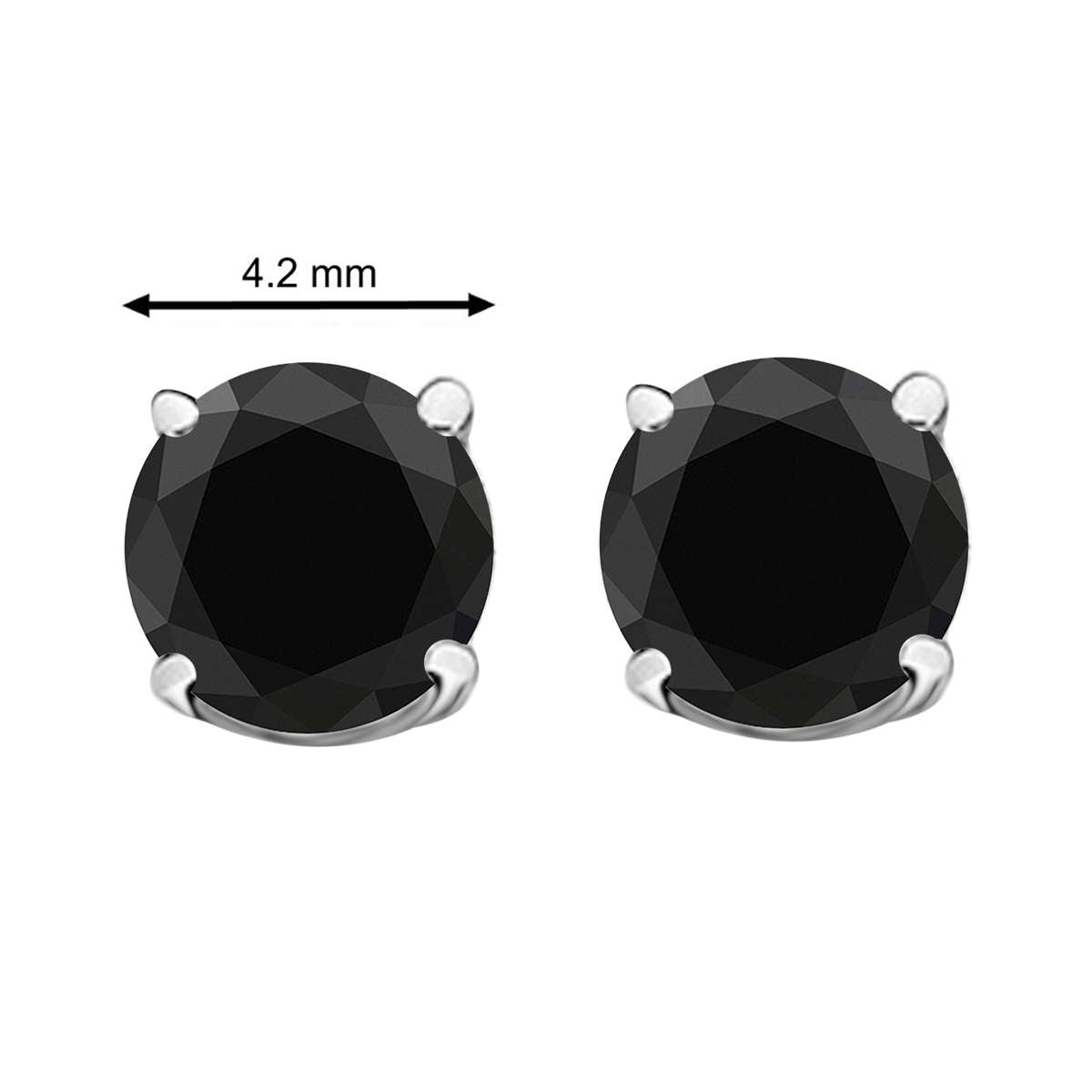 14K White & Yellow Gold 0.50 Carat Black Diamond Prong Set Stud Earrings for Women With Secure Backs